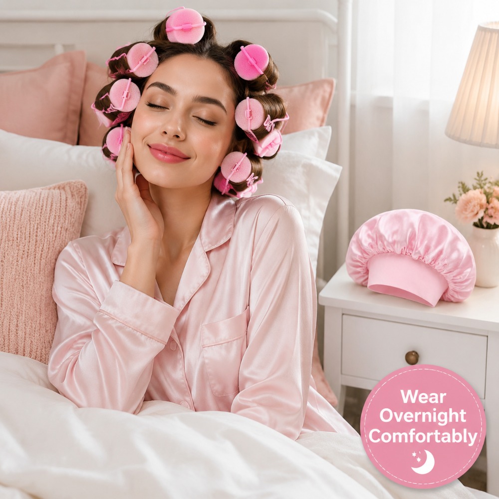 Preacher Curl Pad - Sponge Hair Rollers with Satin Sleep