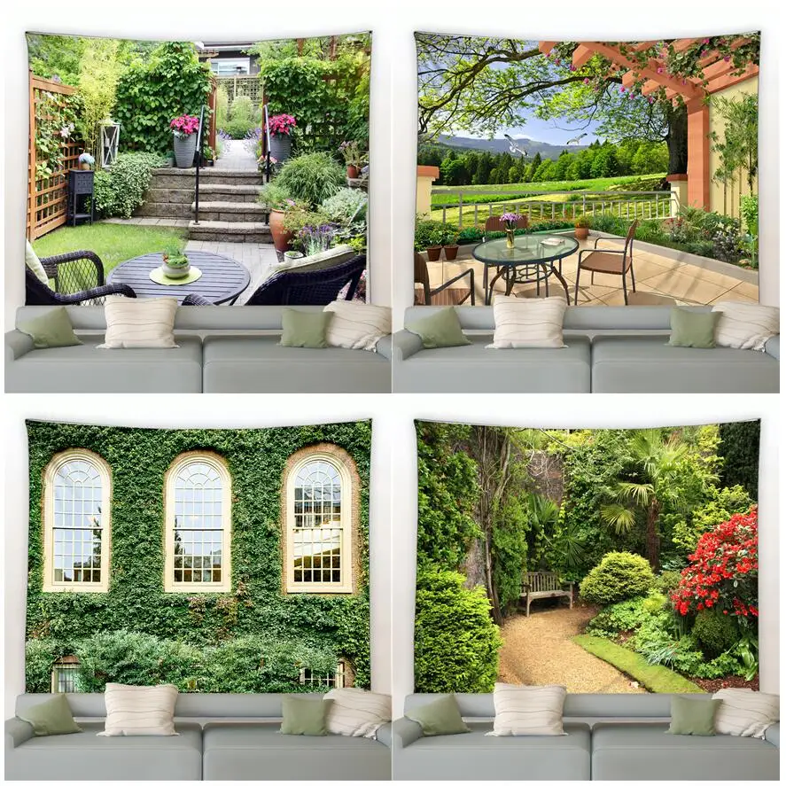 Home Gym Decor - Modern Garden Big Tapestry Nature Flowers