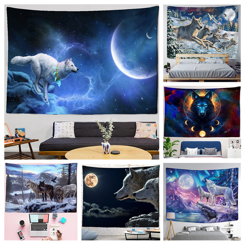 Fantasy wolf tapestry wall han - Home Gym Decor recension och pris