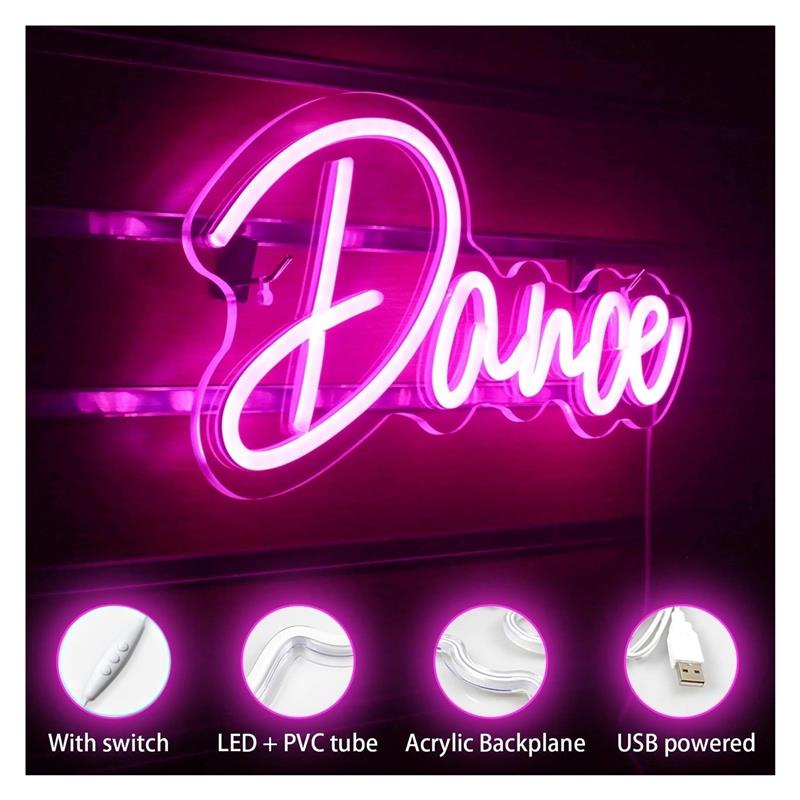 Dance Neon Sign Pink Light Dan - Home Gym Wallpaper recension och pris